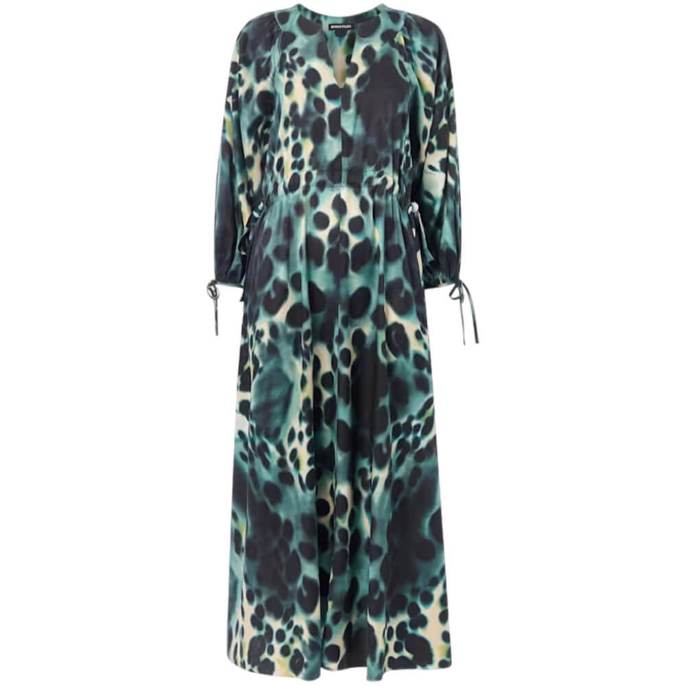 Whistles Green Misty Leopard Print Dress